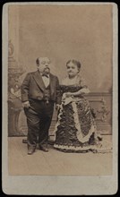 Charles Sherwood Stratton "General Tom Thumb" (1838-1883) and Mercy Lavinia Warren Bump (1841-1919), P.T. Barnum Performers, Full-Length Portrait, early 1880's