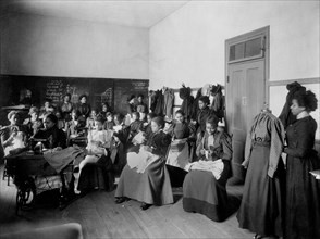 Sewing Class, Howard University, Washington DC, USA, W.E.B. DuBois Collection, 1900