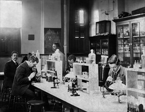 Class in Bacteriology Laboratory, Howard University, Washington DC, USA, W.E.B. DuBois Collection, 1900