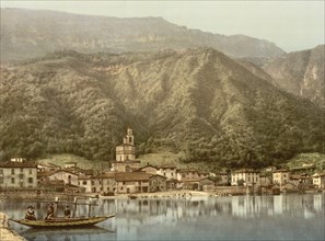 Waterfront, Lake Lugano, Campione, Italy, Photochrome Print, Detroit Publishing Company, 1900