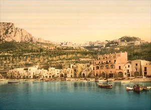 Village Harbor, Capri, Italy, Photochrome Print, Detroit Publishing Company, 1900