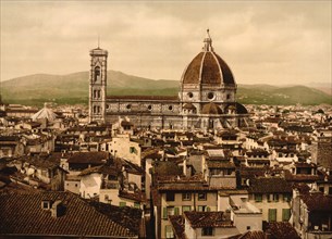 Cathedral, Panoramic View from Vecchio Palace, Florence, Italy, Photochrome Print, Detroit Publishing Company, 1900