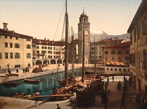 The Harbor, Riva del Garda, Lake Garda, Italy, Photochrome Print, Detroit Publishing Company, 1900