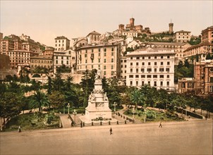 Piazza Acquaverde, Genoa, Italy, Photochrome Print, Detroit Publishing Company, 1900