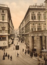 Via Roma, Genoa, Italy, Photochrome Print, Detroit Publishing Company, 1900