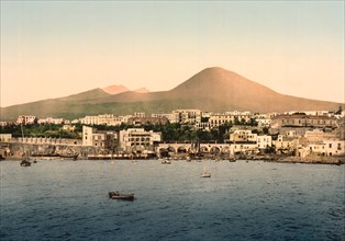 Mount Vesuvius with Torre del Greco, Naples, Italy, Photochrome Print, Detroit Publishing Company, 1900