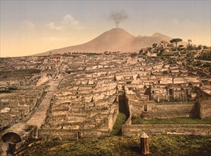 General View, Mount Vesuvius and Pompeii, Italy, Photochrome Print, Detroit Publishing Company, 1900
