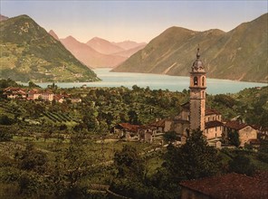 General View, Porlezza, Italy, Photochrome Print, Detroit Publishing Company, 1900