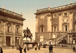 The Capitoline, the Piazza, Rome, Italy, Photochrome Print, Detroit Publishing Company, 1900