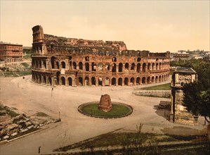 The Coliseum and Meta Sudans, Rome, Italy, Photochrome Print, Detroit Publishing Company, 1900
