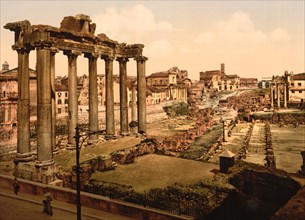 View of the Forum, Rome, Italy, Photochrome Print, Detroit Publishing Company, 1900