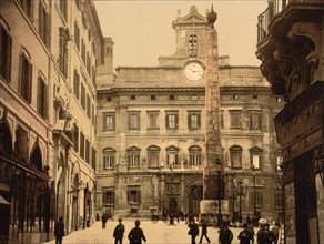 Piazza di Monte Citorio, Rome, Italy, Photochrome Print, Detroit Publishing Company, 1900