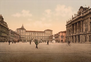 Piazza Castello, Turin, Italy, Photochrome Print, Detroit Publishing Company, 1900