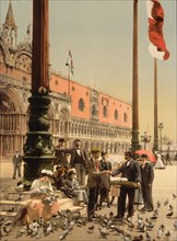 Doge's Palace and Columns of St. Marks, Venice, Italy, Photochrome Print, Detroit Publishing Company, 1900