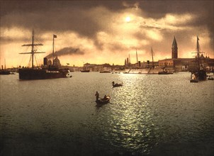 Riva degli Schiavoni, seen from S. Zaccane, Venice Italy, Photochrome Print, Detroit Publishing Company, 1900