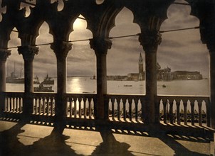 San Giorgio from Doge's Palace by Moonlight, Venice, Italy, Photochrome Print, Detroit Publishing Company, 1900