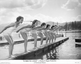 Eight Women getting Ready to Dive into Water, on-set of the Film, "8 Girls in a Boat", Paramount Pictures, 1933