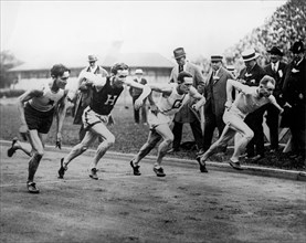 Paavo Nurmi at Start of Mile Race, Harvard Stadium, Cambridge, Massachusetts, USA, May 23, 1925