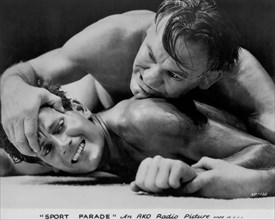 Joel McRae (bottom), on-set of the Film, "Sport Parade", RKO Radio Picture, 1932
