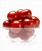 Bowl of Red Cherry Tomatoes from Side