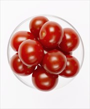 Bowl of Red Cherry Tomatoes from Above