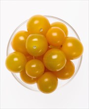 Bowl of Yellow Cherry Tomatoes from Above