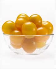 Bowl of Yellow Cherry Tomatoes from Above