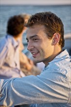 Smiling Young Man on Boat, Portrait
