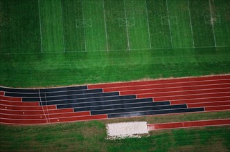 Running Track and Field, High Angle View