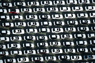 Rows of White Cars, High Angle View