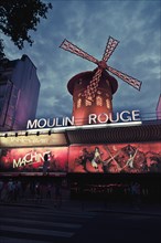 Moulin Rouge Cabaret at Dusk, Paris France