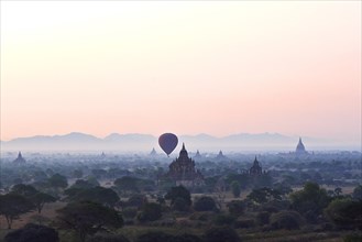 Hot Air Balloons Above Ancient Temples, Bagan, Myanmar