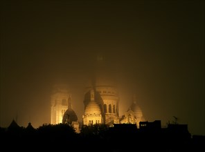 Sacre-Coeur Church in Fog, Paris, France