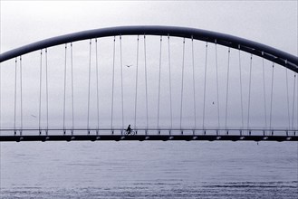 Bicyclist on Bridge