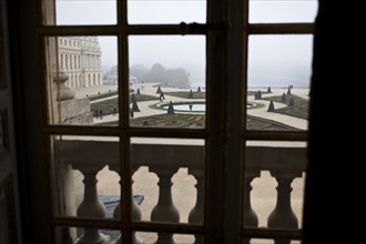 Gardens Viewed Through Window, Palace of Versailles, France