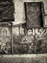 Wall With Posters of Hindu Gods