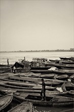 Boats on Ganges River, Varanasi, India