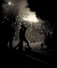 Fireworks in Street at Night, New Delhi, India