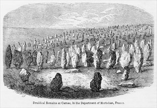 Druidical Remains at Carnac, in the Department of Morbehan, France, Illustration from John Cassell's Illustrated History of England, Vol. I from the earliest period to the reign of Edward the Fourth, ...
