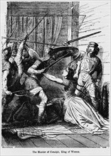 The Murder of Cenulph (Cynewulf), King of Wessex, Illustration from John Cassell's Illustrated History of England, Vol. I from the earliest period to the reign of Edward the Fourth, Cassell, Petter an...