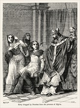 Edwy dragged by Dunstan from the presence of Elgiva, Illustration from John Cassell's Illustrated History of England, Vol. I from the earliest period to the reign of Edward the Fourth, Cassell, Petter...