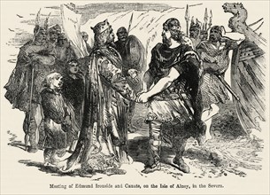 Meeting of Edmund Ironside and Canute, on the Isle of Alney, in the Severn, Illustration from John Cassell's Illustrated History of England, Vol. I from the earliest period to the reign of Edward the ...