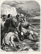 Canute Reproving the Flattery of his Courtiers, Illustration from John Cassell's Illustrated History of England, Vol. I from the earliest period to the reign of Edward the Fourth, Cassell, Petter and ...