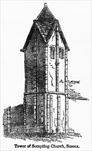 Tower of Sompting Church, Sussex, Illustration from John Cassell's Illustrated History of England, Vol. I from the earliest period to the reign of Edward the Fourth, Cassell, Petter and Galpin, 1857