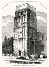 Tower of Earl’s Barton Church, Northamptonshire, Illustration from John Cassell's Illustrated History of England, Vol. I from the earliest period to the reign of Edward the Fourth, Cassell, Petter and...