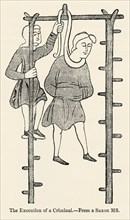 The Execution of a Criminal, From a Saxon MS, Illustration from John Cassell's Illustrated History of England, Vol. I from the earliest period to the reign of Edward the Fourth, Cassell, Petter and Ga...