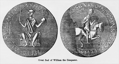 Great Seal of William the Conqueror, Illustration from John Cassell's Illustrated History of England, Vol. I from the earliest period to the reign of Edward the Fourth, Cassell, Petter and Galpin, 185...