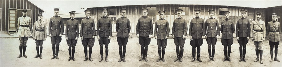 Major General Hale with Division Staff and attached French Officers, 84th Division, Camp Zachary Taylor, Louisville, Kentucky, USA, Caufield & Shook, 1917