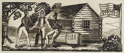 William Henry Harrison and John Tyler Election Campaign Emblem, Woodcut, 1840