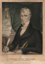 William Henry Harrison (1773-1841), Military Officer and Ninth President of the United States, Seated Portrait, Lithograph, Nathaniel Currier, 1841